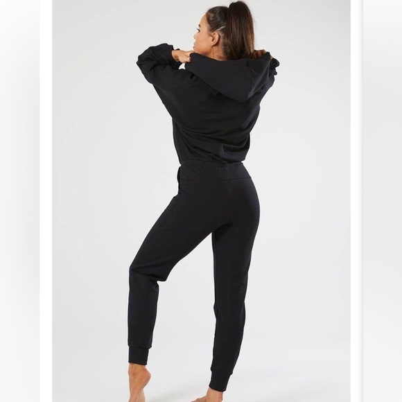Nama Enlighten Hooded Onesie Elegant Black Long Sleeve Fleece Jumpsuit - Picture 2 of 11